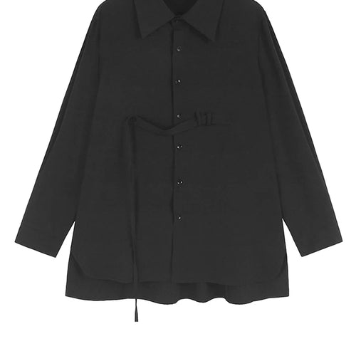 Load image into Gallery viewer, Women Black Ribbons Irregular Big Size Elegant Blouse New Lapel Long Sleeve Shirt Fashion Tide Spring Autumn 2025 1DH9664
