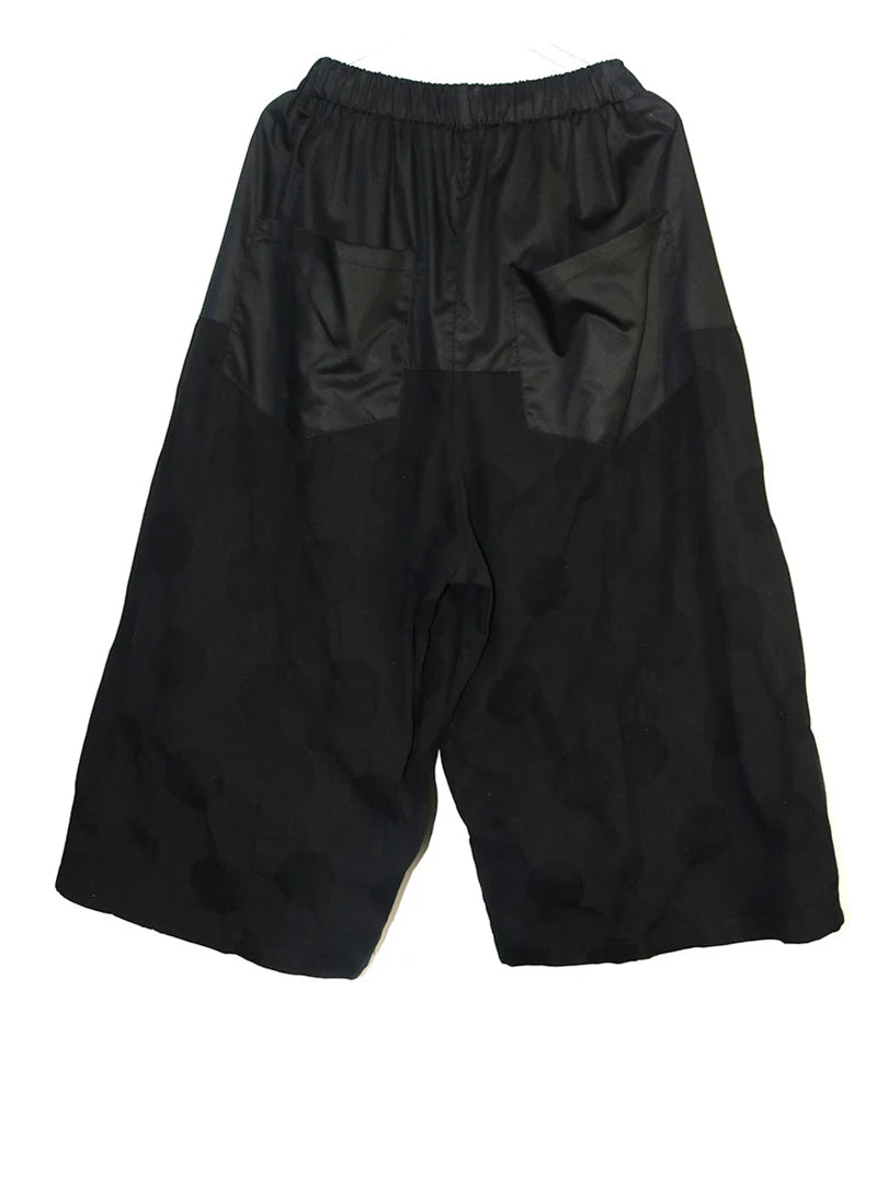 High Elastic Waist Black Dor Print Pocket Calf-Length Pants New Trousers Women Fashion Tide Spring Autumn 2025 1DJ1619