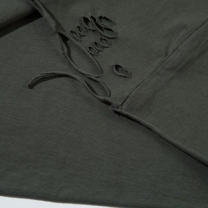 Vintage Oversized T-Shirt Y2K Grunge Skull Graphic Printed Ripped Hole Gradient Tshirt Hip Hop Punk Gothic Casual Streetwear Top