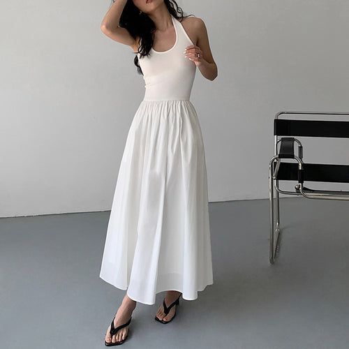 Load image into Gallery viewer, Minimalist Dresses Fpr Women Halter Sleeveless High Waist Backless Solid Elegant Dress Female Fashion Clothing
