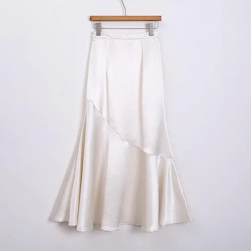 Load image into Gallery viewer, Spring Summer Black White High Waist Ruffles Pleated Skirt Women Clothes French Vintage Purple Elegant Vacation Party Long Skirt
