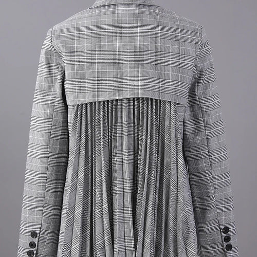 Load image into Gallery viewer, Women Plaid Double Breasted Back Pleated Elegant Blazer New Lapel Long Sleeve Jacket Fashion Spring Autumn 2025 3WM2547
