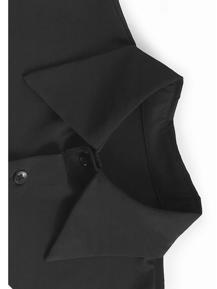 Women Black Ribbons Irregular Big Size Elegant Blouse New Lapel Long Sleeve Shirt Fashion Tide Spring Autumn 2025 1DH9664