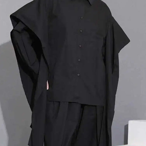 Load image into Gallery viewer, Women Black Irregular Ribbon Ribbon Big Size Blouse New Lapel Long Sleeve Shirt Fashion Tide Spring Autumn 2025 SG359
