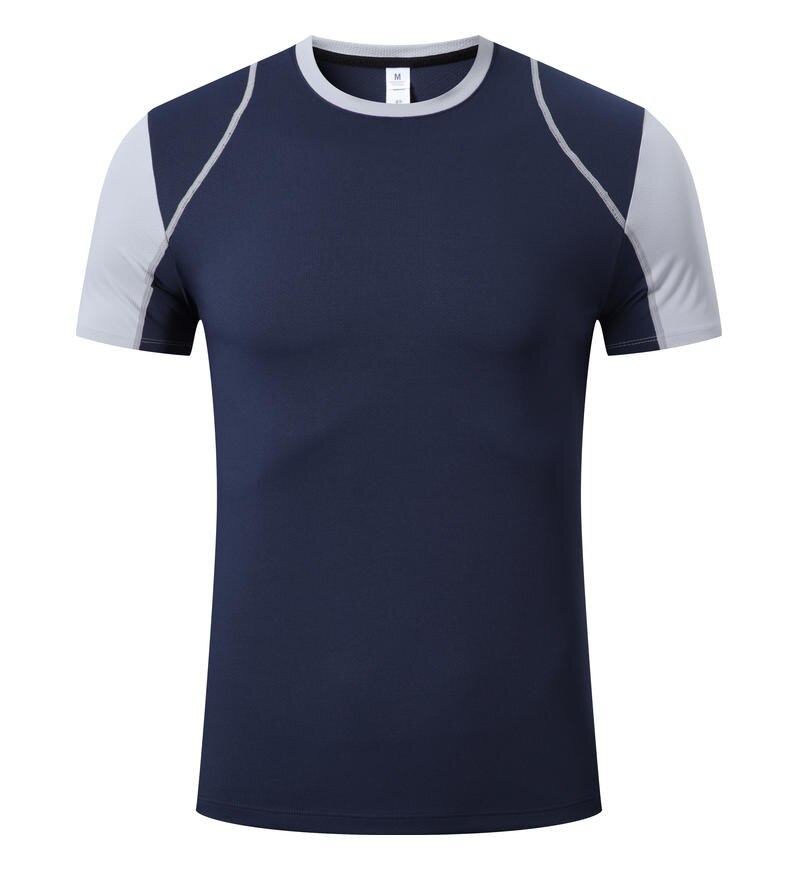 Quick Dry Men Running Round Neck Short Sleeve T-shirt Fitness Sports Top Gym Training Shirt Breathable Jogging Casual Sportswear