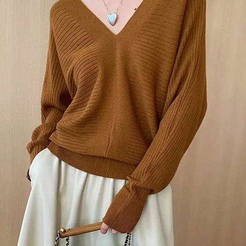 Load image into Gallery viewer, Red Big Size Elegant Knitting Sweater V-Neck Long Sleeve Women Pullovers New Fashion Tide Spring Autumn 2025 1DH7257
