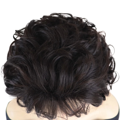 Load image into Gallery viewer, Dark Brown Wigs Curly Synthetic Hair Short Wig with Bangs Old Lady Hairstyles Mommy Wig Costume Carnival Party Cosplay Wigs Soft
