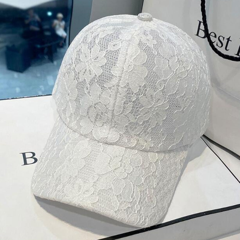 Cotton Baseball Cap For Women Breathable Mesh Girls Snapback Hip Hop Fashion Female Caps Adjustable Brand Summer Lace Hat