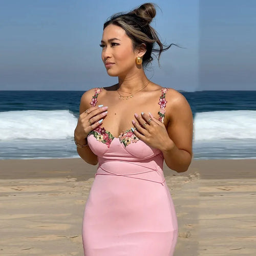 Load image into Gallery viewer, Elegant Spaghetti Strap Print Patchwork Maxi Dress For Women Strapless Sleeveless Backless Bodycon Sexy Long Dress
