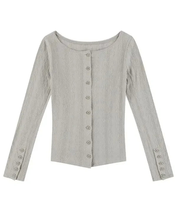 Single Breasted Woman Tshirts O-neck Long Sleeve Tunic Tees Crop Tops 2024 Ropa Mujer Korean Camisetas Casual Fashion T-shirt