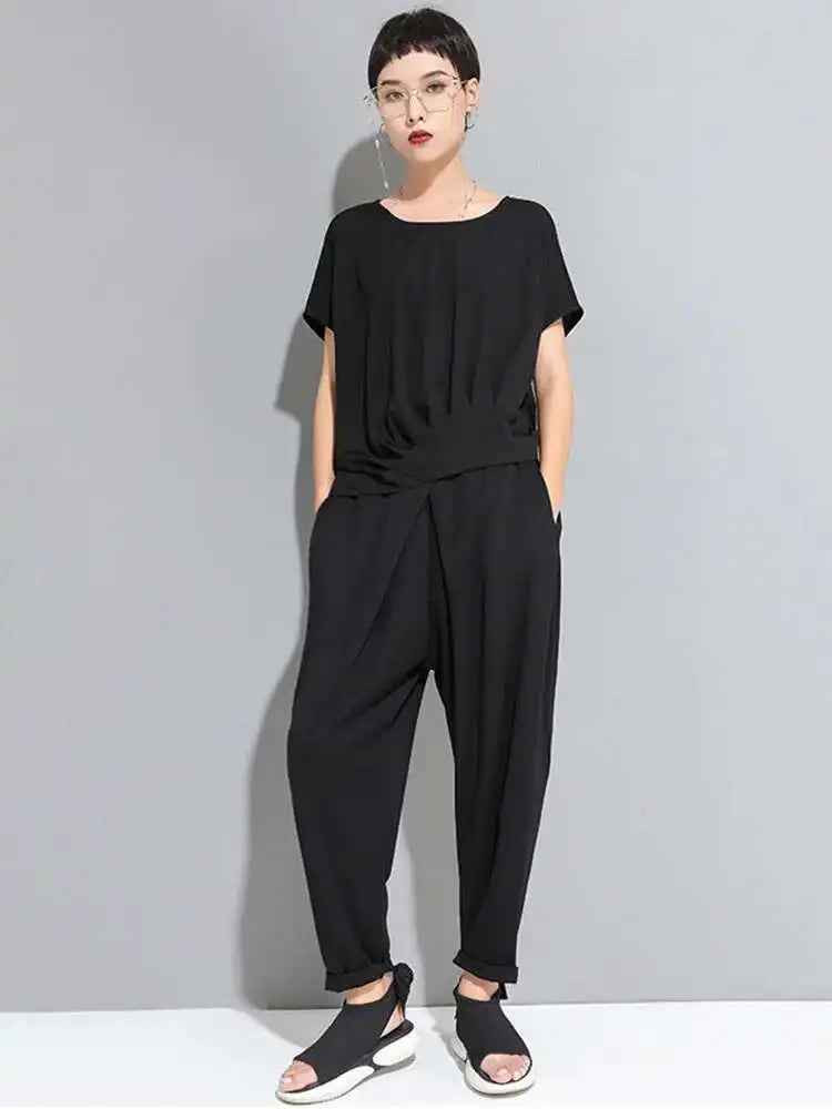 High Elastic Waist Black Pockets Casual Harem Pants New Loose Fit Trousers Women Fashion Tide Spring Autumn 2025 1DF4685