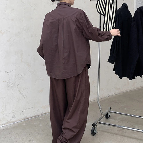 Load image into Gallery viewer, Women Coffee Brief Pocket Big Size Elegant Blouse New Lapel Long Sleeve Shirt Fashion Tide Spring Autumn 2025 1DH8367
