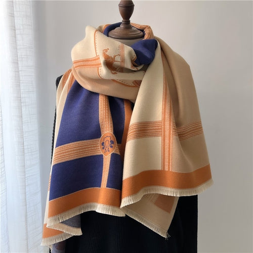 Load image into Gallery viewer, Warm Winter Scarf Cashmere Women Pashmina Design Print Shawls Wrap Female Thick Blanket Soft Bufanda Stoles Fashion
