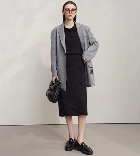 Women's Sweater 2025 Autumn New Knitted Long Sleeves Women's Clothing Sweater Midi Skirt Solid Color Elegant Dress 12543068