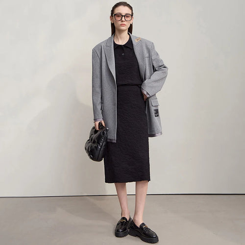 Women's Sweater 2025 Autumn New Knitted Long Sleeves Women's Clothing Sweater Midi Skirt Solid Color Elegant Dress 12543068