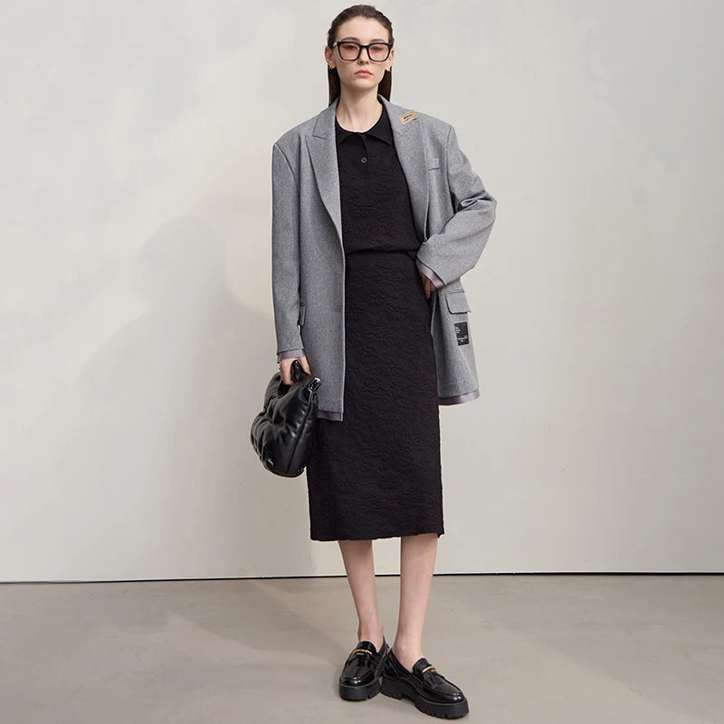 Women's Sweater 2025 Autumn New Knitted Long Sleeves Women's Clothing Sweater Midi Skirt Solid Color Elegant Dress 12543068