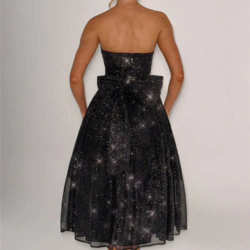 Load image into Gallery viewer, Off-shoulder Backless Bow Sexy Maxi Dress For Women Strapless Sleeveless A-line Loose Pleated Sexy Long Dress Clubwear
