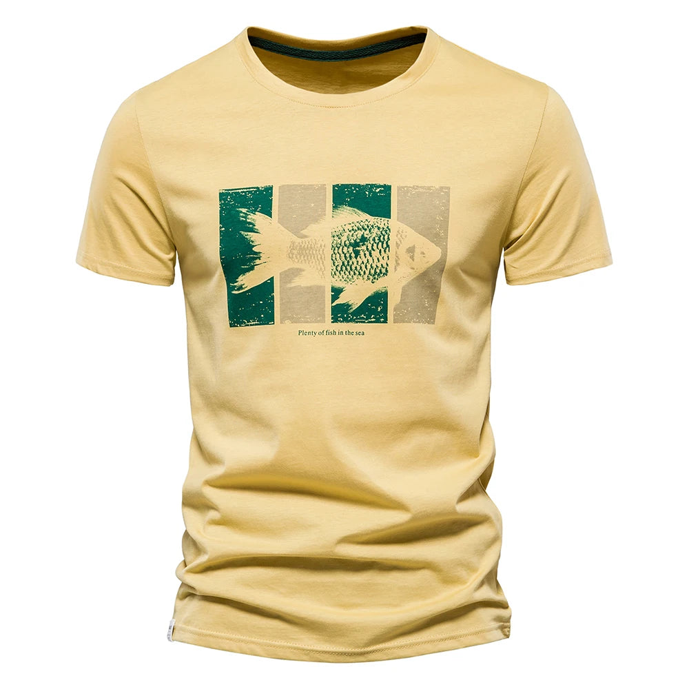 100% Cotton T Shirts for Men Short Sleeve O-neck Fashion Print Slim Fit Men's T-shirts Casual Summer Men's Clothing