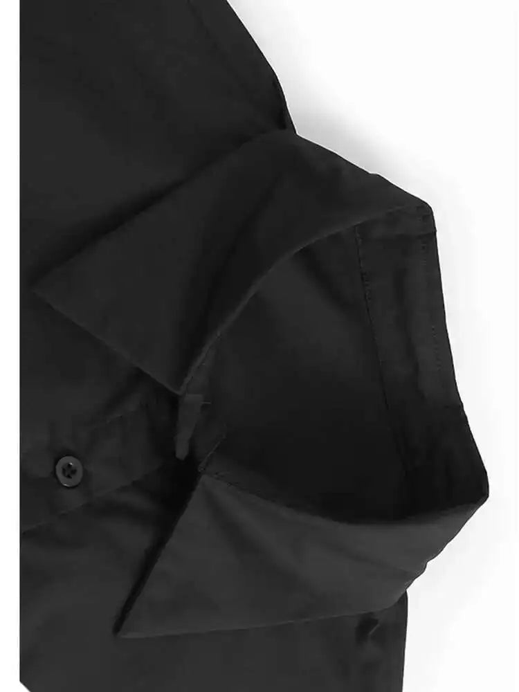 Women Black White Color-block Big Size Casual Blouse New Lapel Long Sleeve Shirt Fashion Tide Spring Autumn 2025 1DH6909