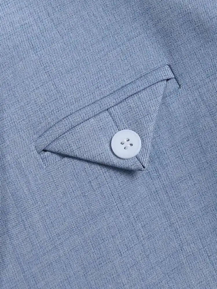 Women Blue Big Size Long Elegant Blazer New Lapel Long Sleeve Loose Fit Jacket Fashion Tide Spring Autumn 2025 2AAA0