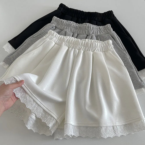 Load image into Gallery viewer, Black White High Waist Slim Mini Pleated Shorts 2024 Spring Summer Fashion Ladies Sweet Gray Lace Shorts For Women Clothes Trend
