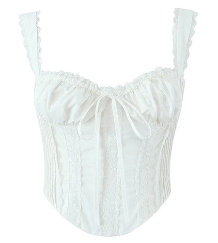 Women Summer Vintage Solid Bow Tied Cropped Tank Tops Fashion Square Collar Sleeveless Backless Female Casual Chic Tops