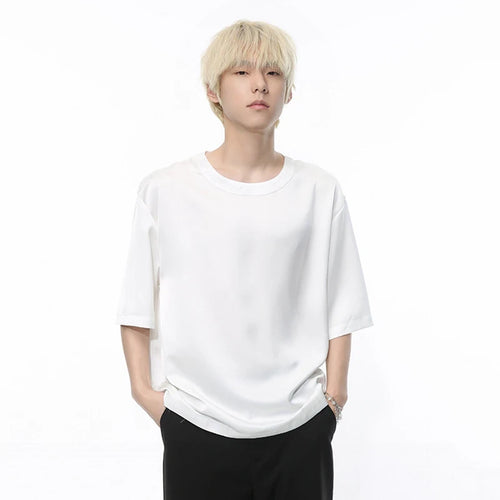 Load image into Gallery viewer, Men&#39;s Wear Loose Round Neck Short Sleeve Summer New Korean Solid Color Round Collar Pullover Top Youth Trend T-shirt 9C5507
