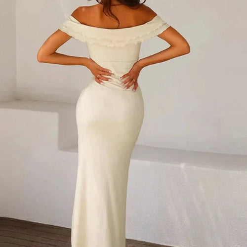 Load image into Gallery viewer, Twisted Frilly Off Shoulder Low Cut Backless Long Dresses Womans Clothing Elegant Sexy Summer Dress 2024 C95-CF28
