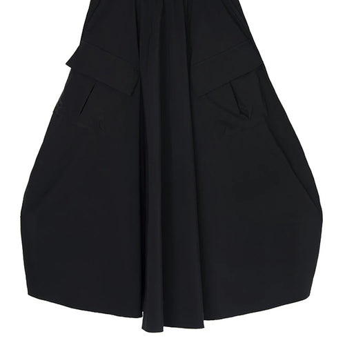 Load image into Gallery viewer, High Elastic Waist Black Pocket Pleated Drawstring A-line Half-body Skirt Women Fashion New Spring Autumn 2025 1DJ1169
