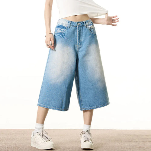 Load image into Gallery viewer, Men&#39;s Denim Shorts Cropped Jeans Solid Color New Summer Fashion Trendy Wide Leg Loose Male Clothing Men Clothing 9W1346
