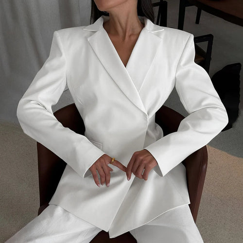 Load image into Gallery viewer, Autumn Long Sleeve Blazer Women Fashion Notched Collar Backless Pocket Suit Jacket Ladies Winter Elegant Blazers
