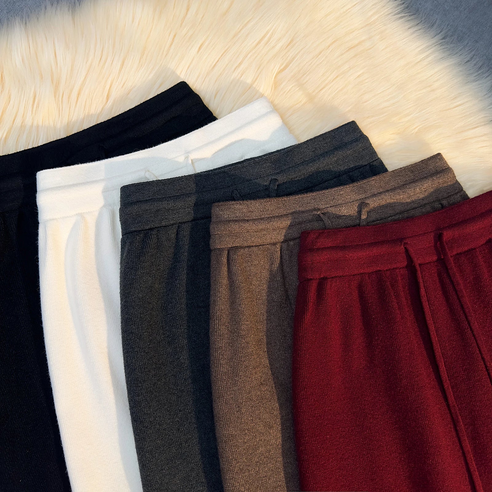 French Vintage Women Solid Drawstring Lace-up Knitted Long Skirt 2024 Autumn Winter Elegant High Waist Vacation Straight Skirts