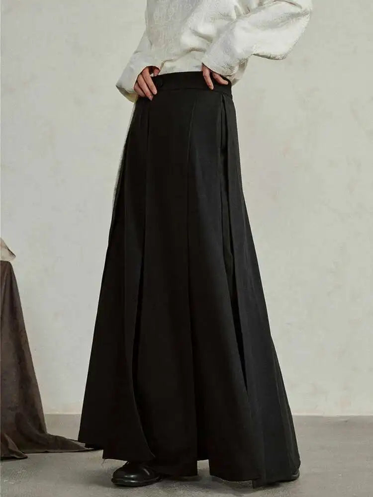 High Waist Ribbons Black Pleated Long Casual Wide Leg Pants New Trousers Women Fashion Tide Spring Autumn 2025 1DH4237