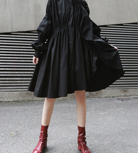 Women White Irregular Ruffles Big Size Long Blouse New Lapel Long Sleeve Loose Fit Shirt Fashion Spring Autumn 2025 JO478