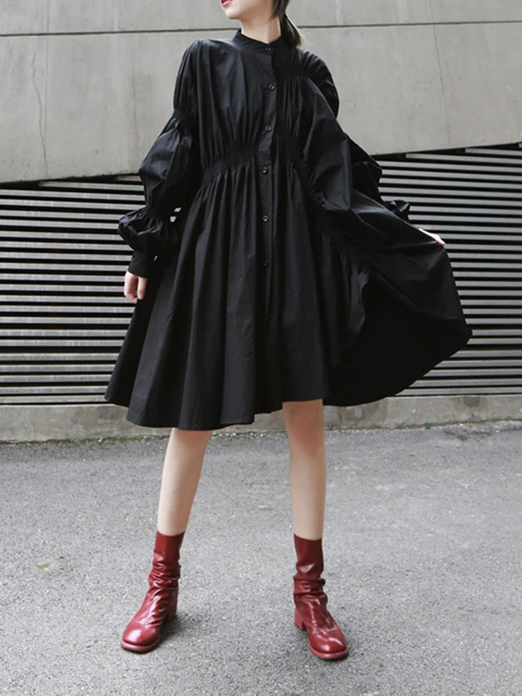 Women White Irregular Ruffles Big Size Long Blouse New Lapel Long Sleeve Loose Fit Shirt Fashion Spring Autumn 2025 JO478