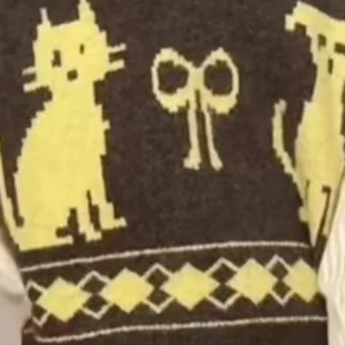 Load image into Gallery viewer, Preppy Style Sleeveless Sweater Vest Casual Vintage V-neck Pullovers Y2k Aesthetic Women Streetwear Cartoon Knitwear Waistcoat
