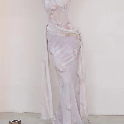 Load image into Gallery viewer, Slimming Printing Spliced Lace Up Elegant Dresses for Women Square Neck Sleeveless Tunic Dress Female Clothing New
