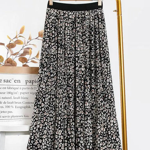 Load image into Gallery viewer, Woman Elegant Pleated Skirt 2023 Summer New Vintage Leopard Print Slim Versatile High Waist Female A-line Skirts Korean Fashion
