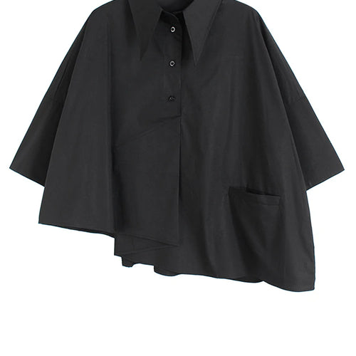 Load image into Gallery viewer, Women White Pleated Irregular Big Size Blouse New Lapel Three-quarter Sleeve Shirt Fashion Tide Spring Autumn 2025 1DH9796
