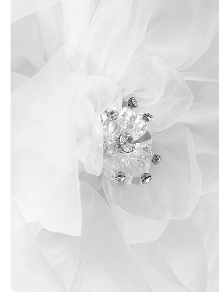 Women Black Three-dimensional Flower Big Size Midi Dress New Round Neck Short Sleeve Fashion Spring Summer 2025 1DJ1191