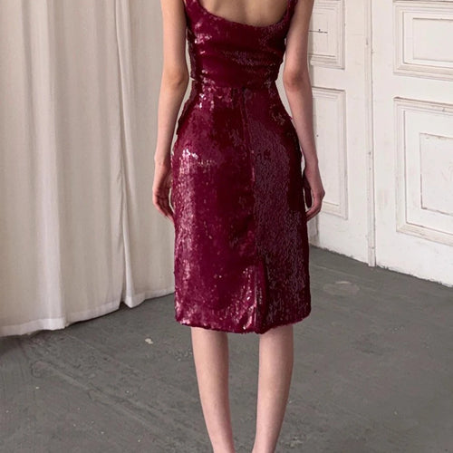 Load image into Gallery viewer, Slimming Spliced Sequins Two Piece Sets for Women Square Neck Sleeveless Top High Waist Skirt Temperament Set Female
