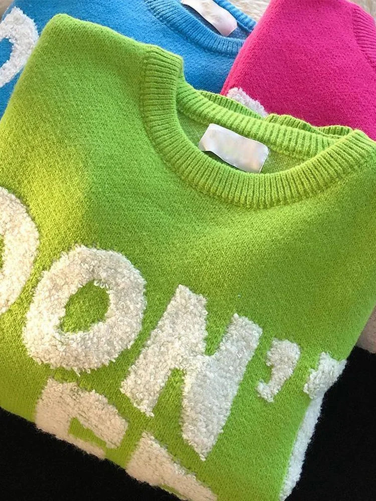 Japanese Retro 4 Colors Sweater Women Pollovers Knitwear Ins Loose Lazy Hip Hop Students Autumn Winter Harajuku Jumper