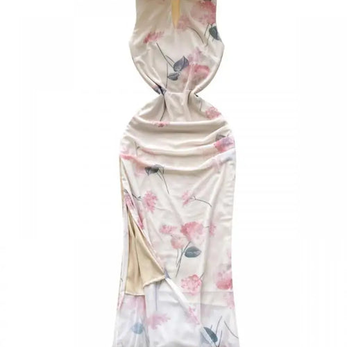 Load image into Gallery viewer, Summer New Chinese Style Print Mesh Dresses Women Sexy Club Hollow Out Stand Collar Sleeveless Slim Evening Party Dress Holiday
