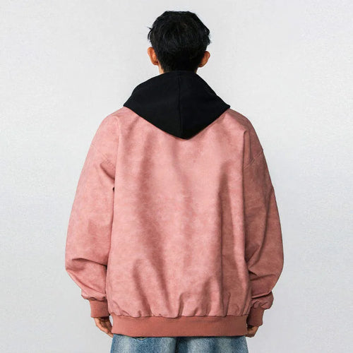 Load image into Gallery viewer, Men Jacket Spring New High Street Contrast Color Fake Two Pieces Hooded Drawstring Solid Color Jackets American Coat 9W1237
