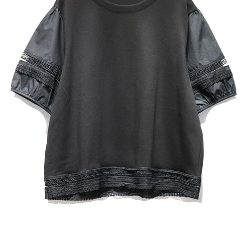 Load image into Gallery viewer, Women Black Lace Hollow Out Big Size Casual T-shirt New Round Neck Short Sleeve Fashion Tide Spring Summer 2025 1DJ1136
