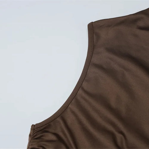 Load image into Gallery viewer, Summer Ruched Split Maxi Dress Women Gown Fashion Solid O Neck Sleeveless High Waist Tank Dress 2025 New Dresses
