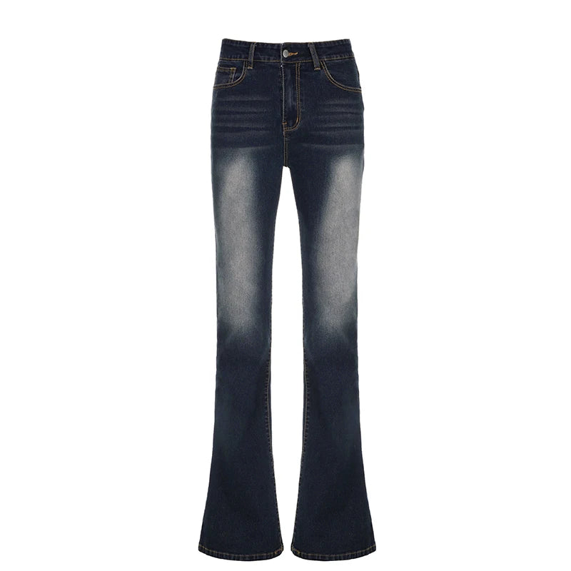 Vintage Chic Low Waist Jeans Women Flare Pants Fashion Elegant Skinny Denim Trousers Slim Outfits 90s Street Boot Cut