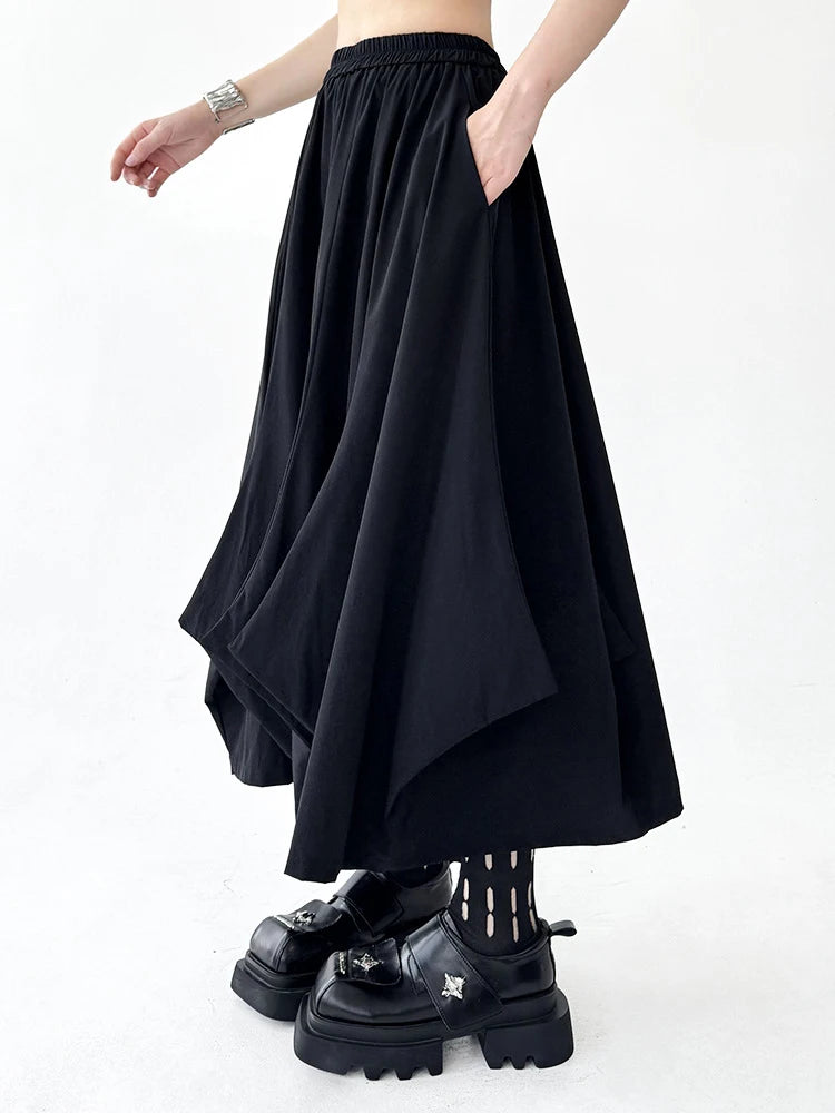 High Elastic Waist Black Brief Shaped Long Wide Leg Pants New Trousers Women Fashion Tide Spring Autumn 2025 1DJ0797