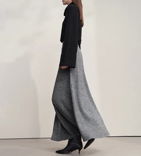 Knitted Skirts For Women 2025 Autumn New Gentle A-line Long Skirt Loose Solid Color Elegant Versatile Woman Clothes12553045