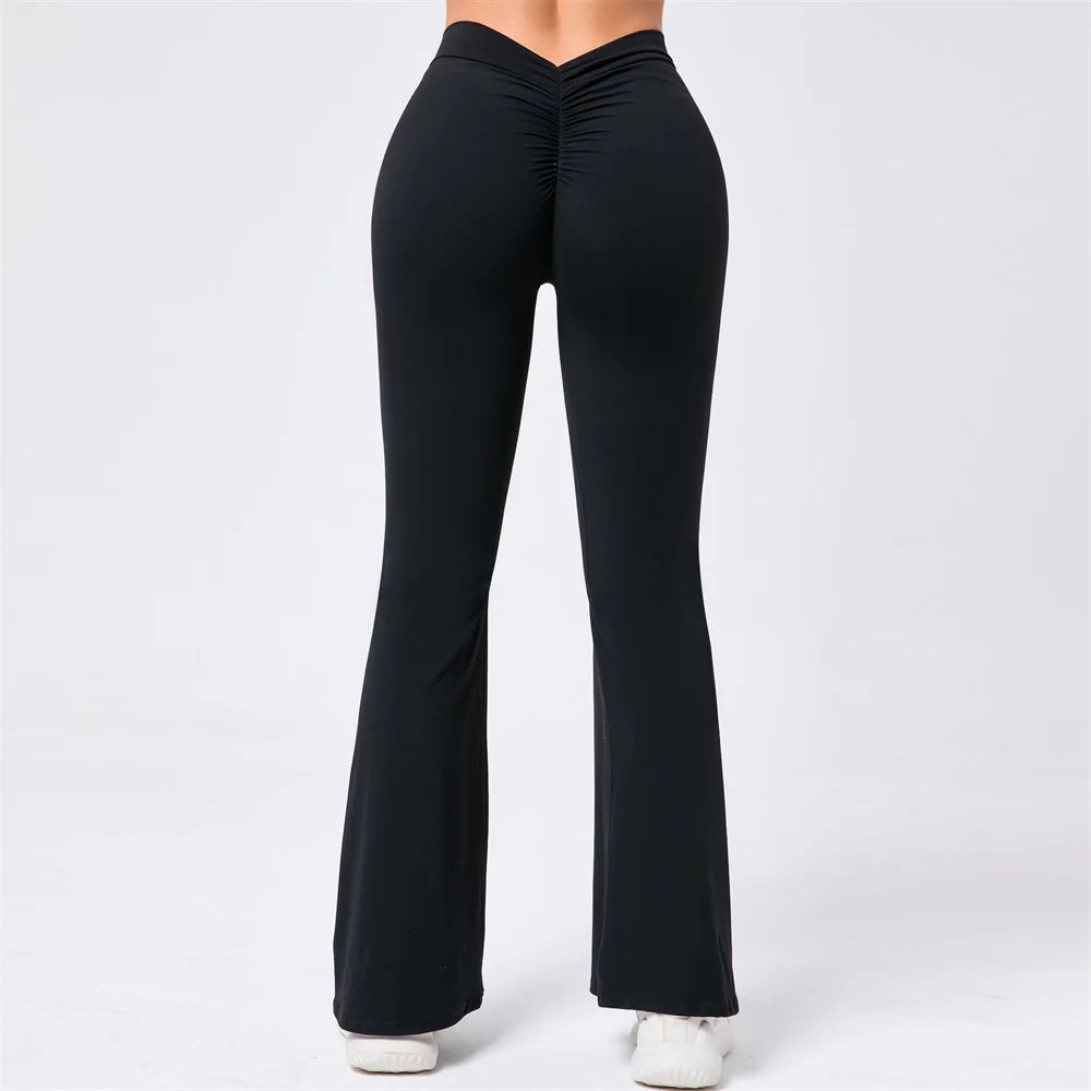 Flare Leggings V-shaped Hip Yoga Pants Women High Waist Wide Leg Pants Women Gym Fitness Sports Flared Pant Latin Dance Trousers